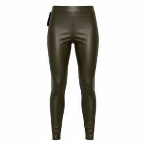 Women’s Faux Leather Leggings - Olive Green